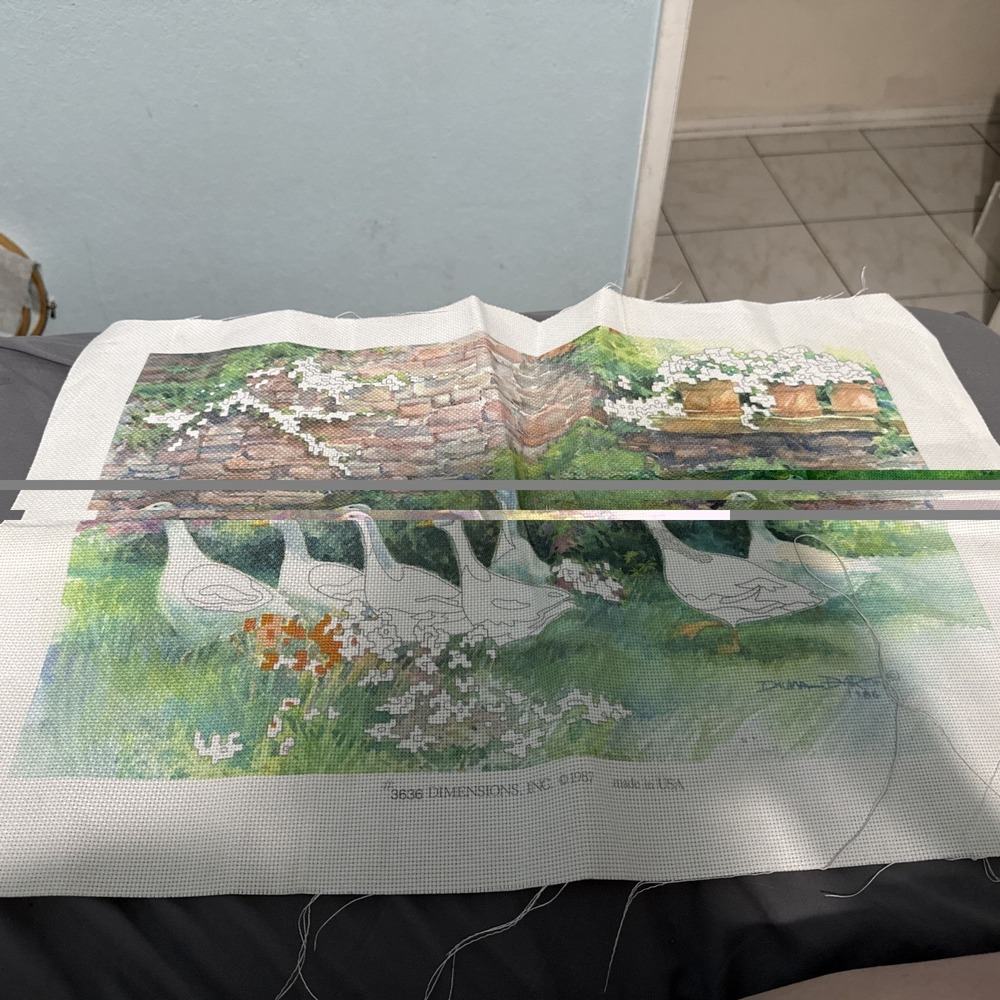 Dimensions Afternoon Stroll Cross‎ Stitch Kit 3636 Pre-printed Cloth Only